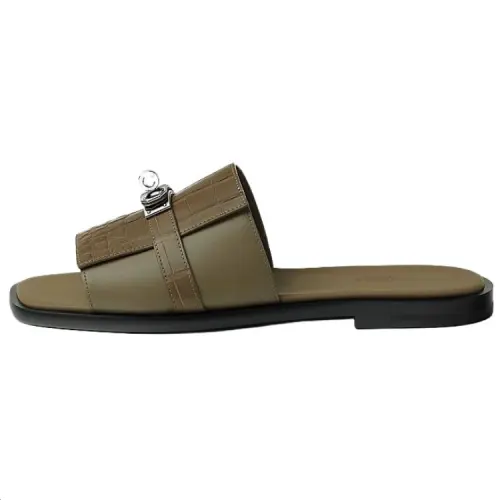 HERMES Quiet Slide Slippers Men's Green