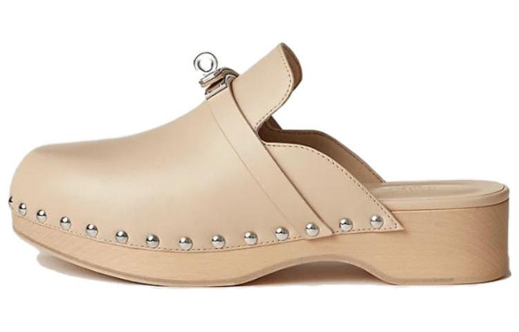 HERMES Carlotta Closed Toe Slippers Women's Beige