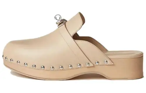 HERMES Carlotta Closed Toe Slippers Women's Beige