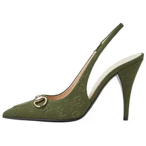 GUCCI Horsebit Slim Heel High Heels 8.5cm Women's Green