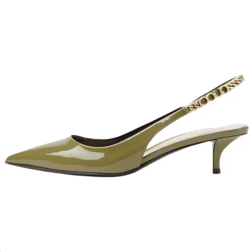 GUCCI Signoria Patent Leather Slim Heel High Heels Women's Green