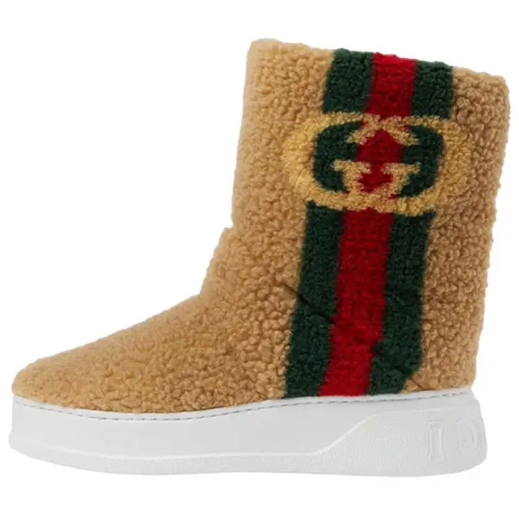 GUCCI Fabric Ankle Boots Women's Brown