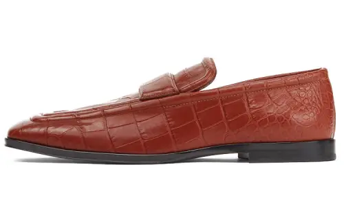 Bottega Veneta Croc Effect Leather Loafer Brown