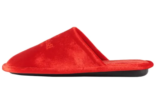 Balenciaga Home Embroidered Velvet Red Slippers