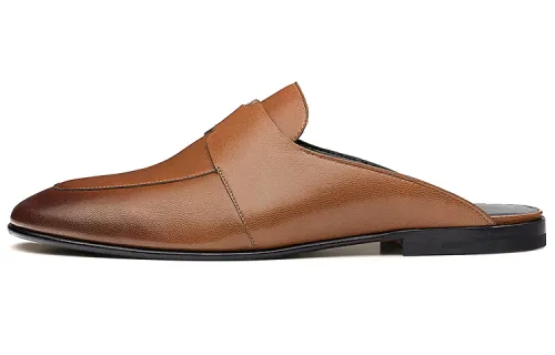 HERMES Catena Closed Toe Slippers Men's Brown