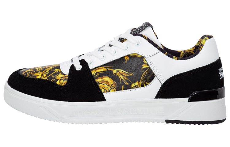 VERSACE JEANS COUTURE Garland Starlight Leather Low top Stylish Skateboarding Shoes Men's White Black