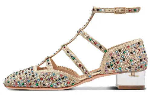DIOR Cotton Fabric Women's Casual Shoes Medium Heel Women's Gold
