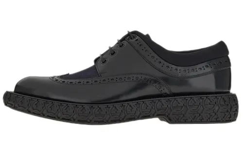 FERRAGAMO Ferragamo leather classic lace-up derby shoes men's casual men's black
