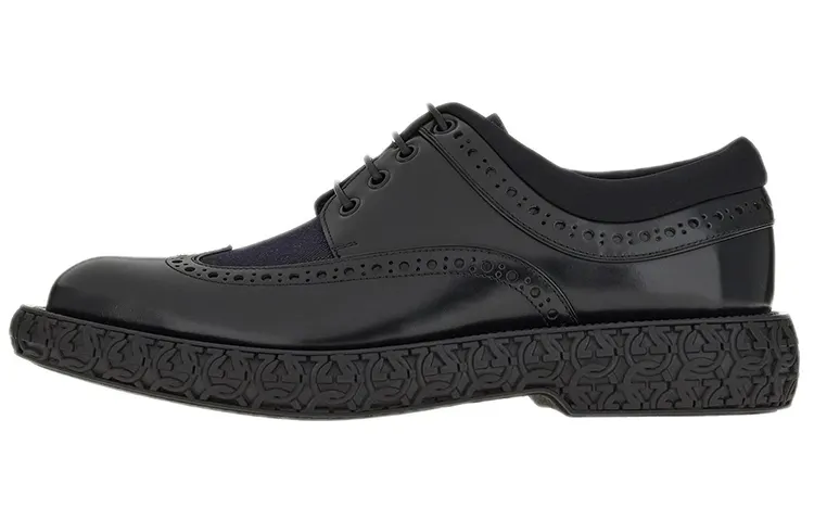 FERRAGAMO Ferragamo leather classic lace-up derby shoes men's casual men's black