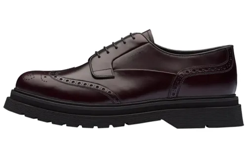 PRADA Calfskin Casual Shoes Men's Black Brown