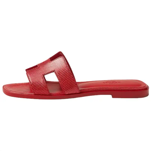 HERMES Oran Slide Slippers Women's Red
