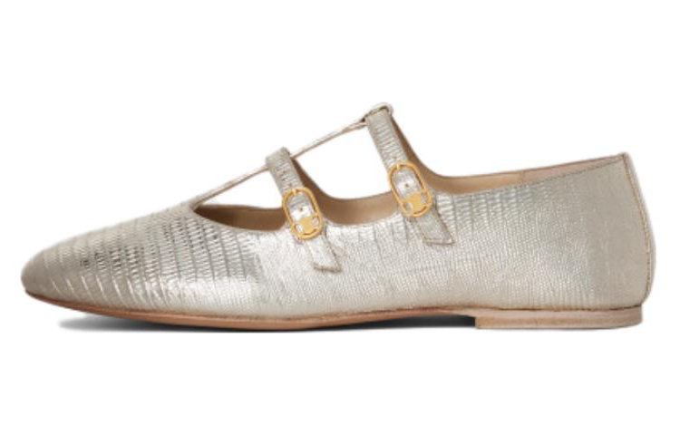CELINE Leather Flat Casual Shoes Women's Silver
