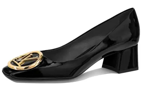 LOUIS VUITTON Madeleine Chunky Heel High Heels 4.5cm Women's Black