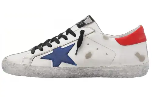 Golden Goose Super Star Low top Stylish Skateboarding Shoes Men's White Red Distressed