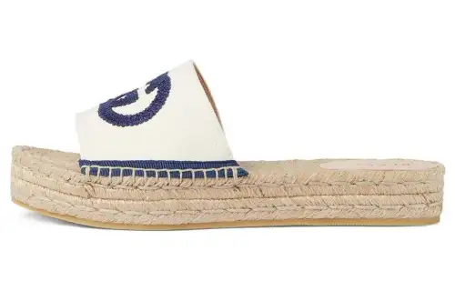 GUCCI Interlocking Slide Slippers Women's White