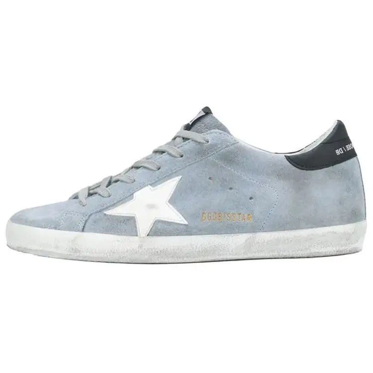 Golden Goose Super Star Distressed Low top Stylish Skateboarding Shoes Women's Light Blue