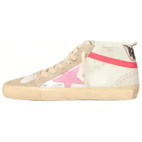 Golden Goose Mid Star Pu Stylish Skateboarding Shoes Women's White
