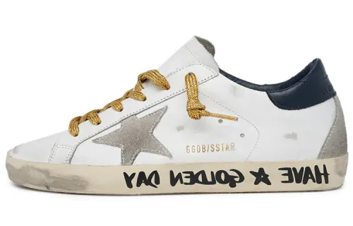 Golden Goose Super Star Low top Casual Shoes Women's White Black Heel Tab Distressed