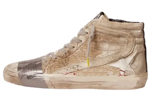 Golden Goose Slide Stylish Skateboarding Shoes Men's Brown Distressed