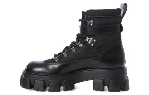 PRADA Cow Leather Ankle Boots 6CM Men's Black