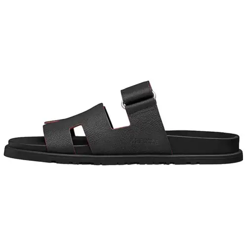 HERMES Chypre Slide Slippers Men's Black