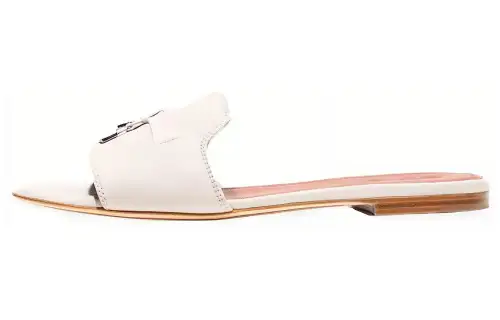 Loro Piana Slide Slippers Women's White