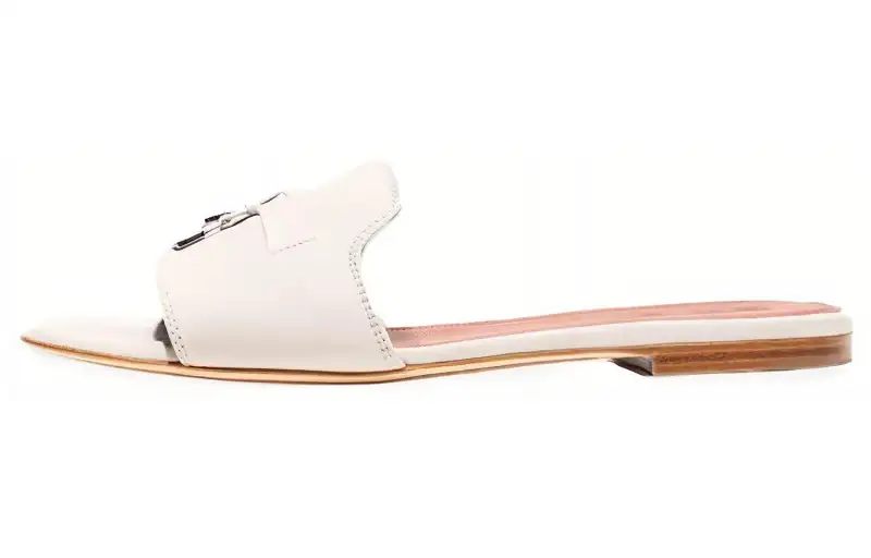 Loro Piana Slide Slippers Women's White