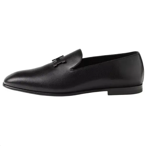 HERMES Corentin Leather Casual Shoes Men's Black