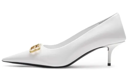 Balenciaga Knife Leather Slim Heel High Heels Women's White