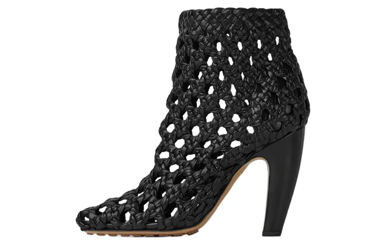 Bottega Veneta Canalazzo Leather Ankle Boots 10cm Women's Black