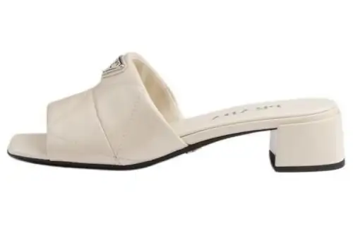 PRADA Patent Slide Slippers Women's White