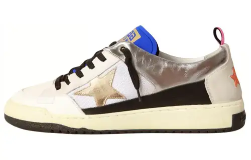 Golden Goose Yeah Leather Stylish Skateboarding Shoes Men's White Blue Black