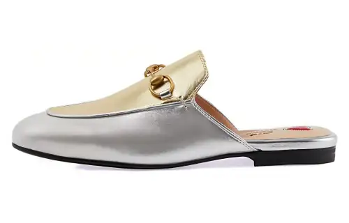 GUCCI Closed Toe Slippers Women's Gold/Silver