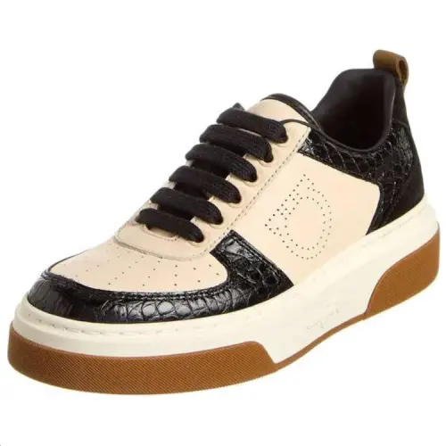 FERRAGAMO Low top Stylish Skateboarding Shoes Men's Black