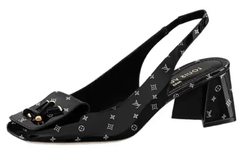 LOUIS VUITTON Shake Patent Leather Chunky Heel High Heels 5.5cm Women's Black