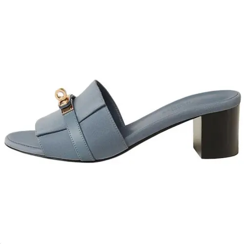 HERMES Gigi Slide Slippers 5cm Women's Blue