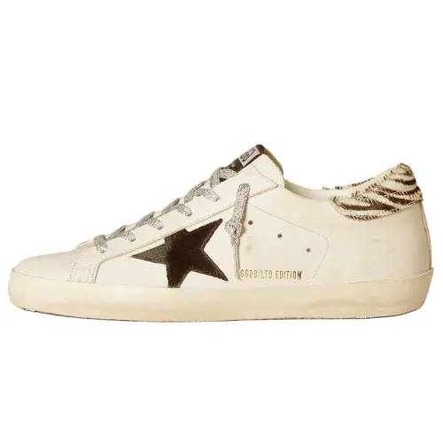 Golden Goose Super Star Cow Leather Low top Skateboard Shoes Women's Beige Black