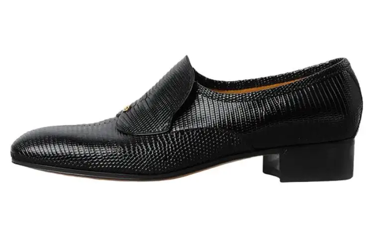 GUCCI Leather Casual Shoes 3cm Men's Black