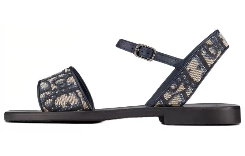 DIOR Leather One Strap Sandals Women's Blue