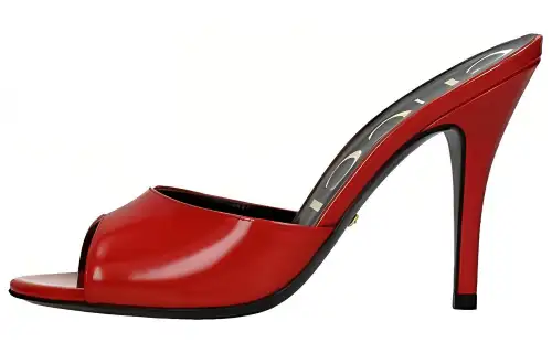GUCCI High Heel Slide Slippers Women's Red