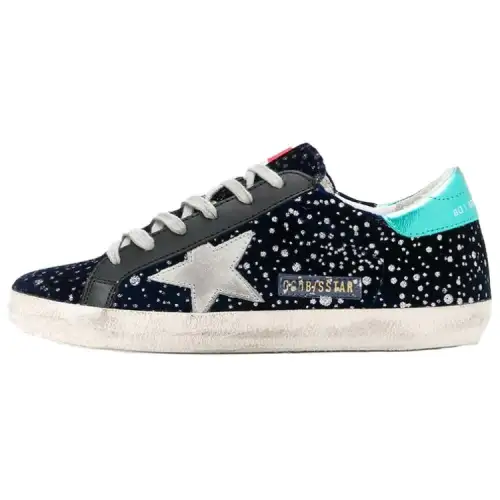 Golden Goose Super Star Skateboard Shoes Women's Dark Blue Distressed