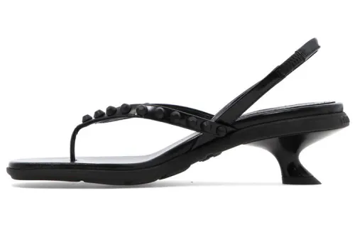 MIU MIU Leather One Strap Sandals Women's Black