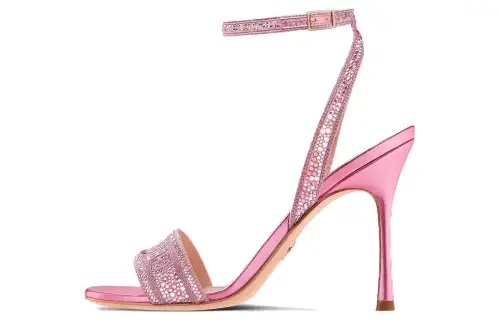 DIOR Dway Fabric One Strap Sandals 10cm Women's Pink