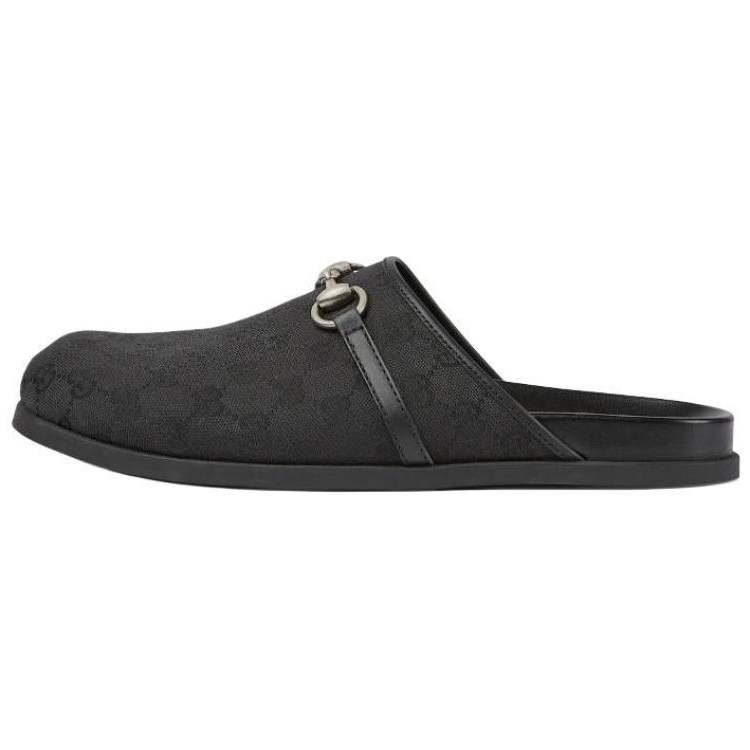 GUCCI Horsebit Closed Toe Slippers Men's Black