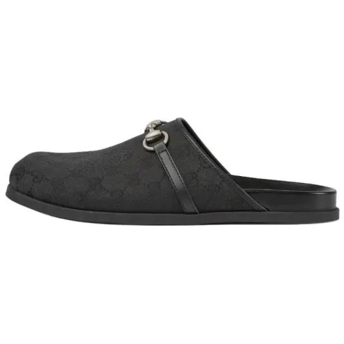 GUCCI Horsebit Closed Toe Slippers Men's Black