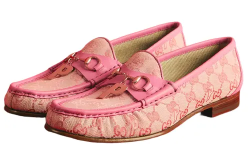 PALACE x GUCCI Horsebit GG P Comfortable Casual Shoes Men's Pink
