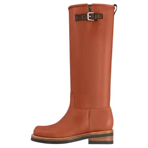 LOUIS VUITTON BIKER Knee high Boots Women's Brown