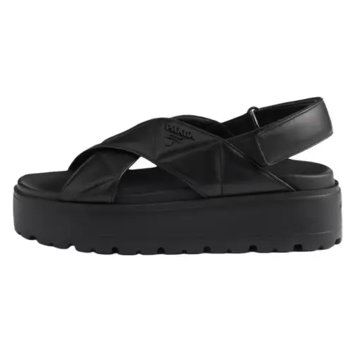 PRADA Leather One Strap Sandals 4.5cm Women's Black