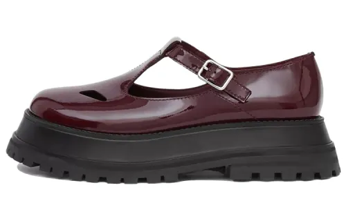 Burberry Aldwych Platform Shoes Women's Dark Red