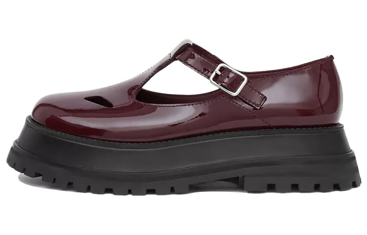Burberry Aldwych Platform Shoes Women's Dark Red